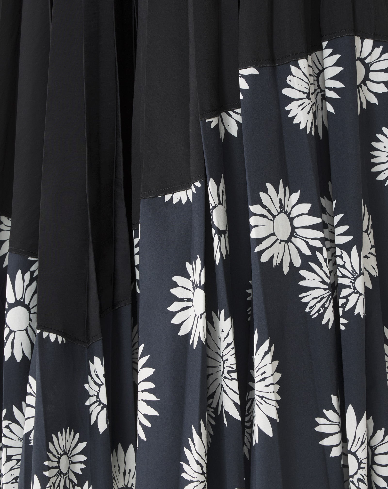 PLEATED DRESS IN CHARMEUSE AND PRINTED COTTON