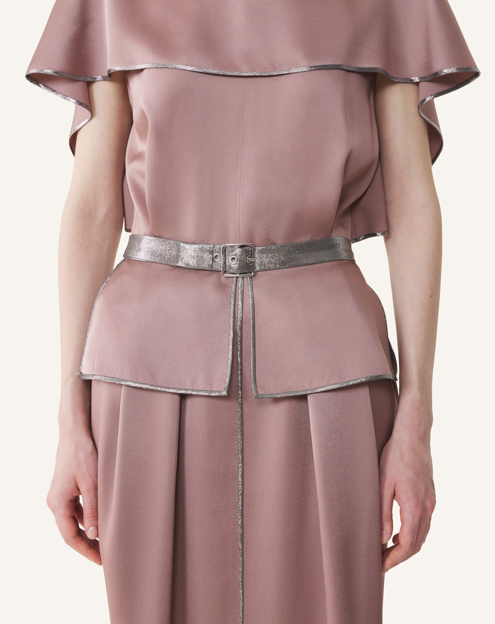 PINK LONG SATIN DRESS WITH BASQUE