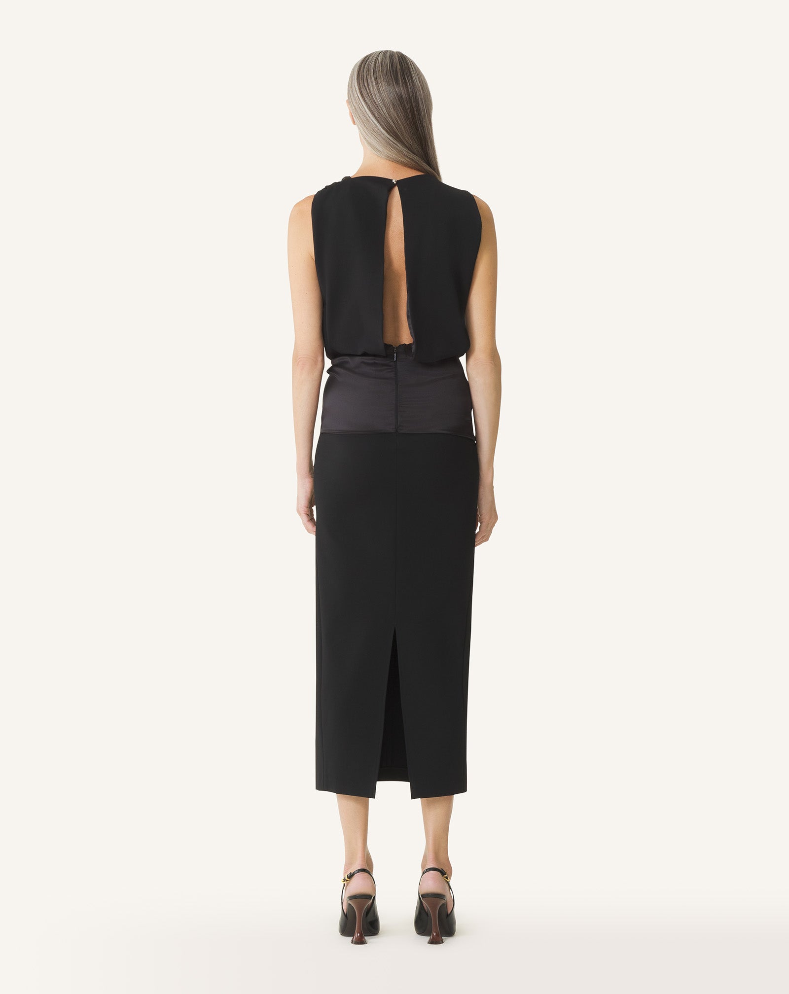 MIDI DRESS IN JERSEY AND SATIN