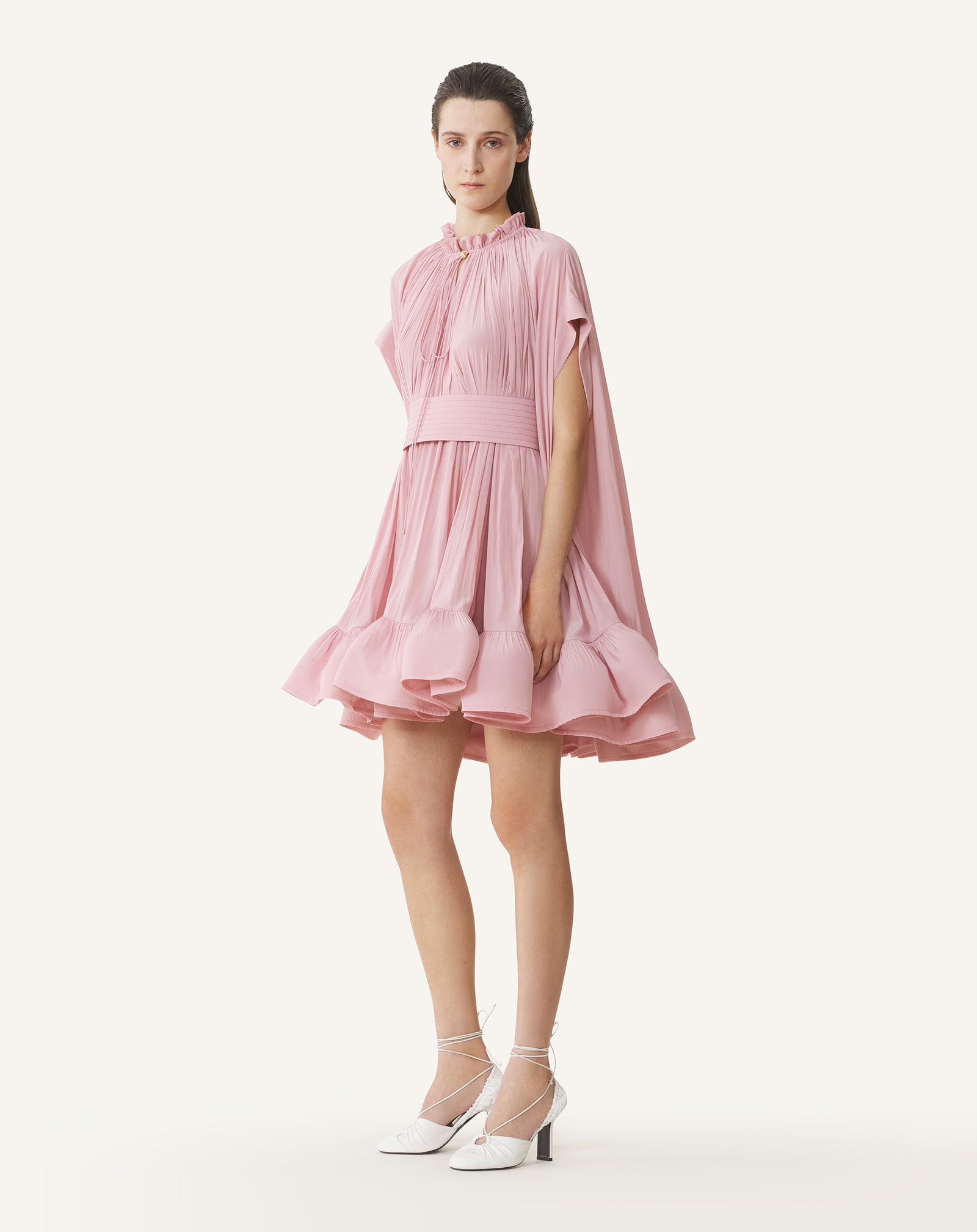 PINK SHORT CHARMEUSE DRESS