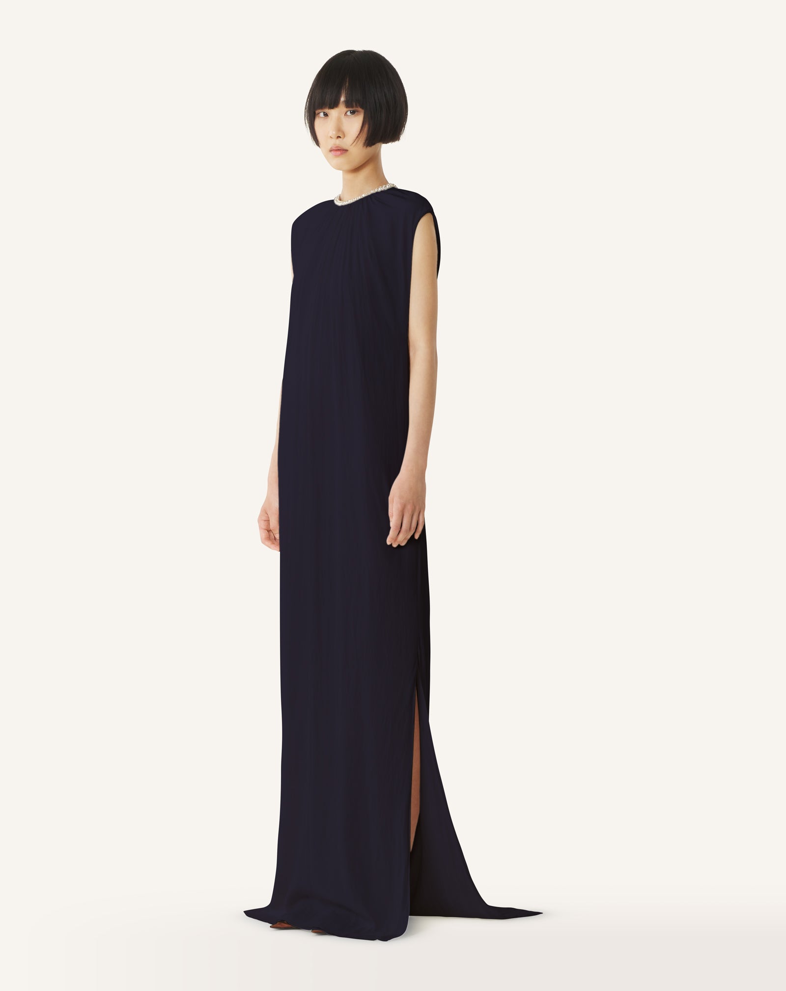 EMBROIDERED DRESS IN CHARMEUSE