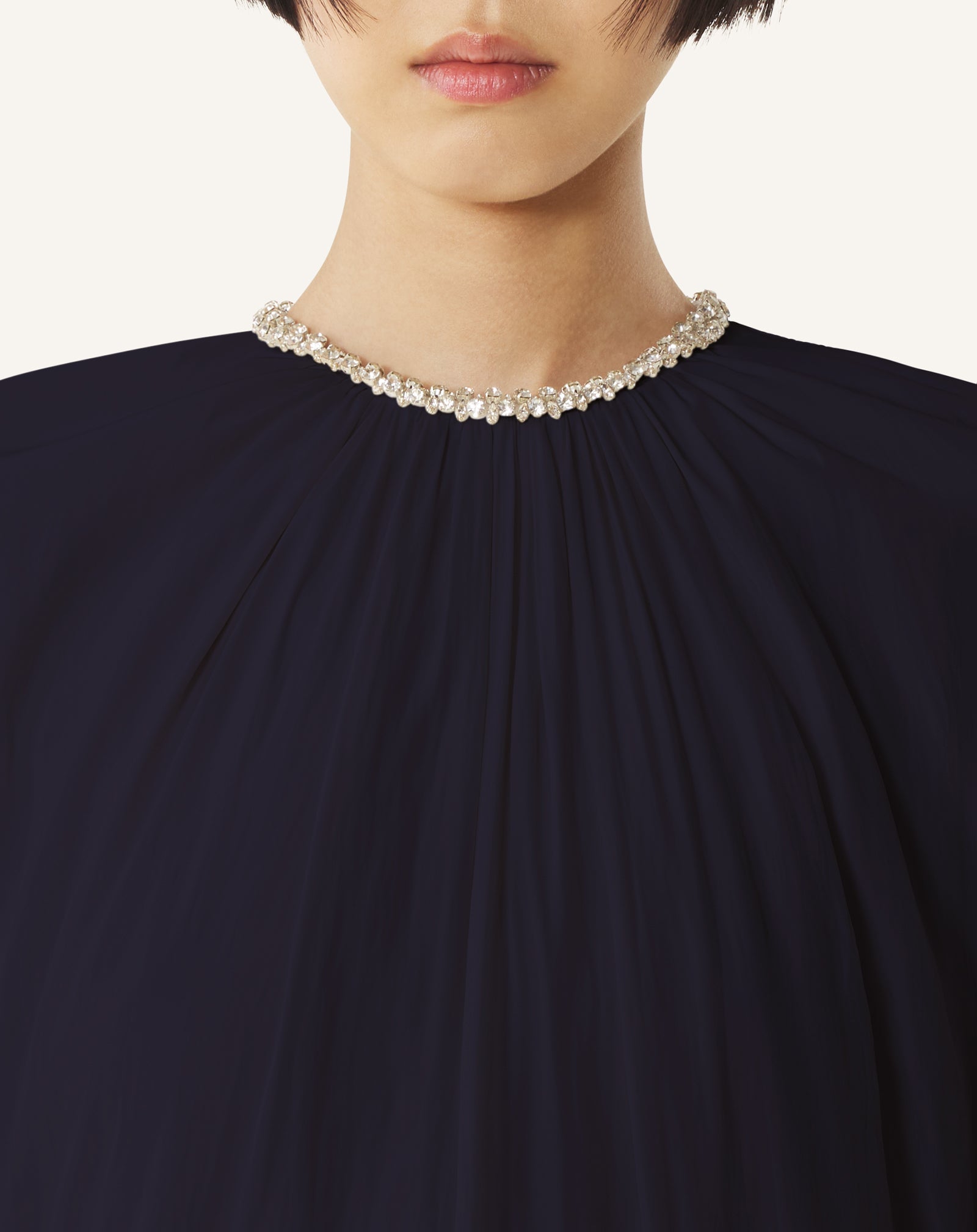 EMBROIDERED DRESS IN CHARMEUSE