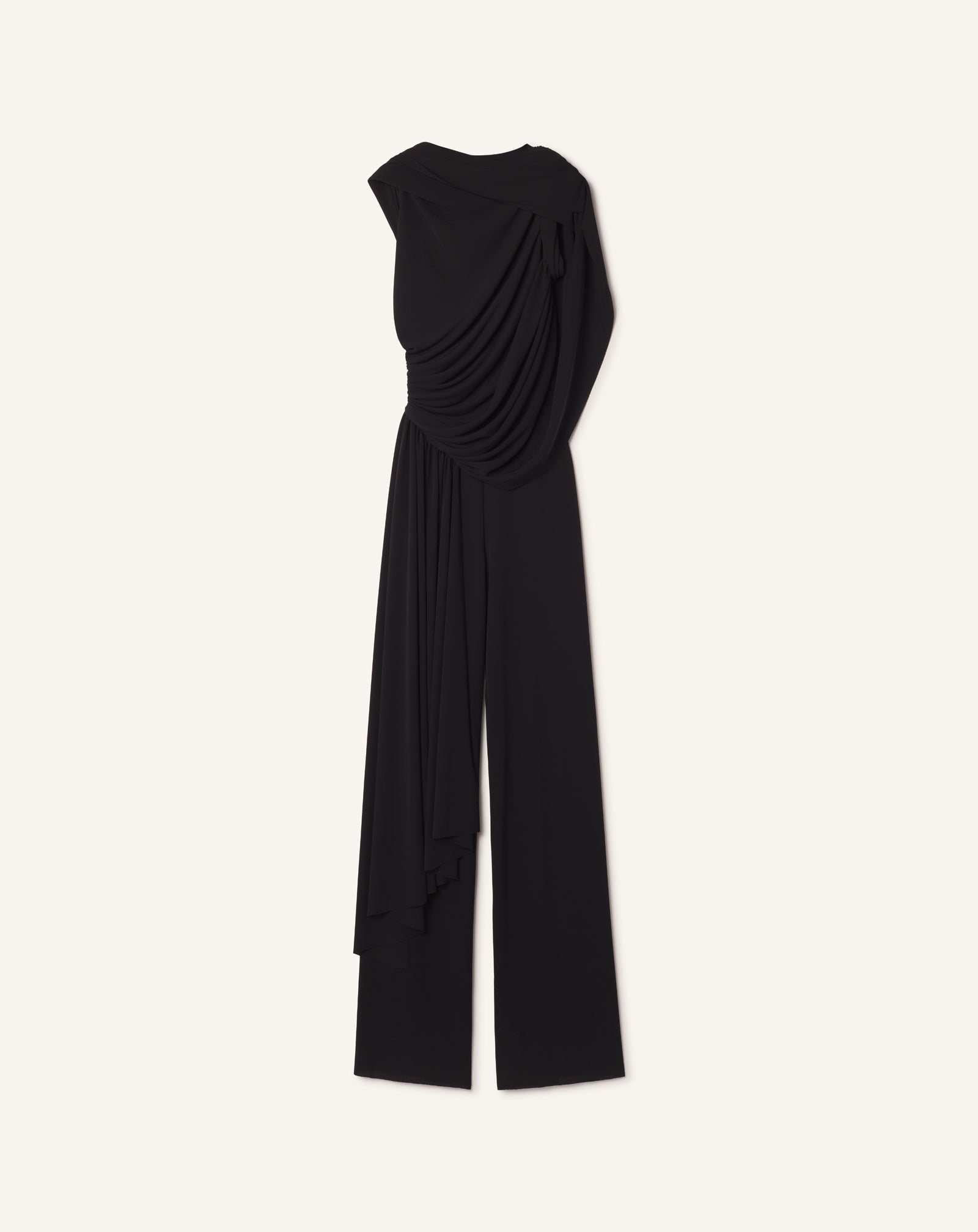 BLACK DRAPED JUMPSUIT IN CREPE JERSEY