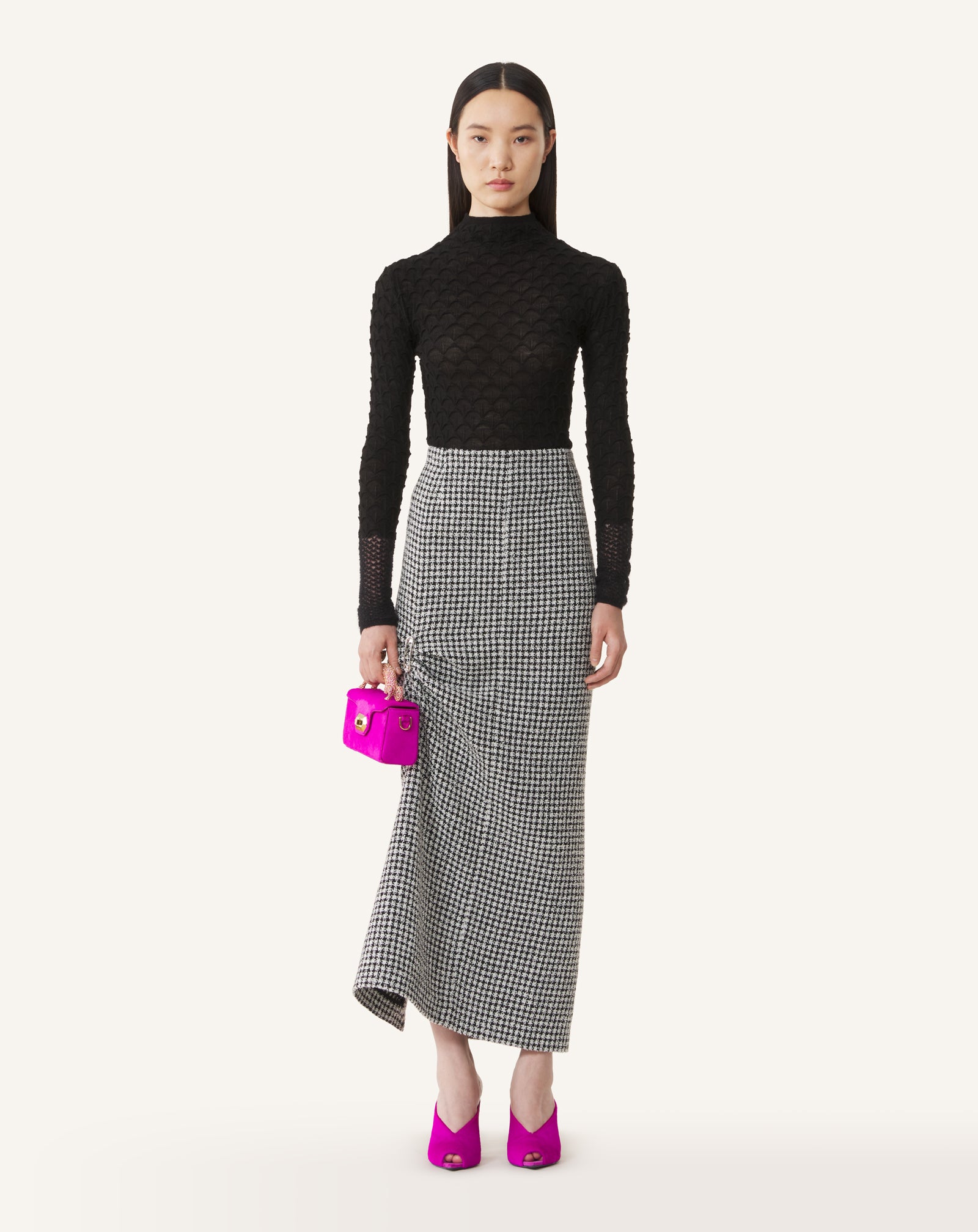 HIGH-NECK TOP IN WOOL AND MOHAIR