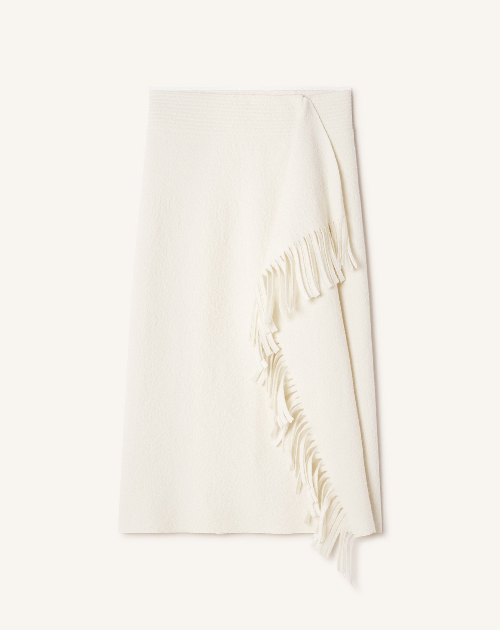 WHITE FRINGED SKIRT IN COTTON KNIT
