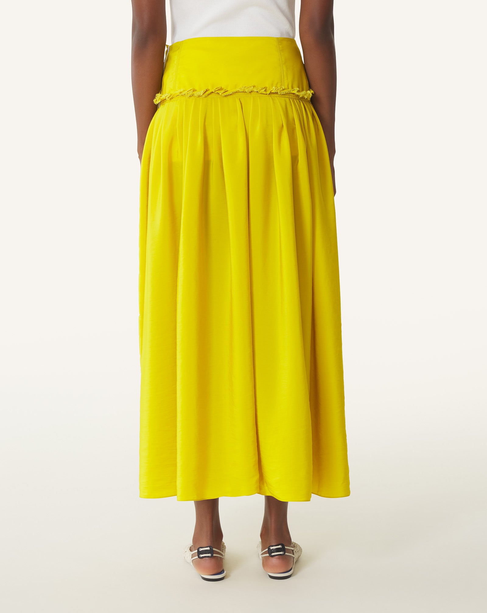 YELLOW BASQUE SKIRT IN CHARMEUSE