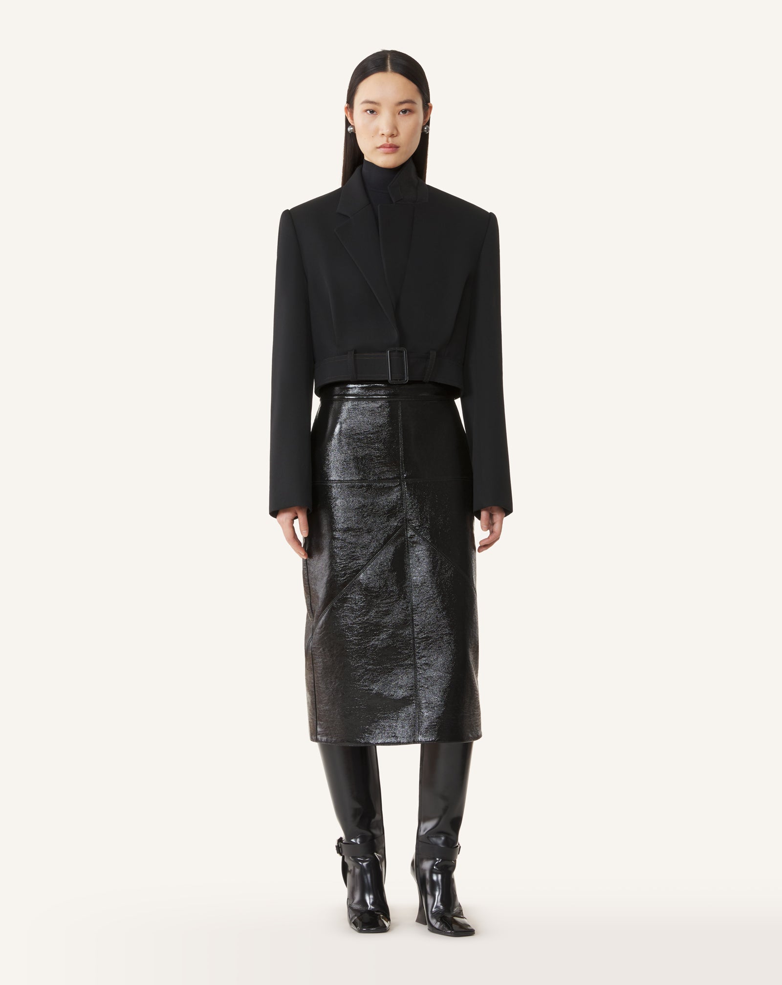 VINYL STRAIGHT SKIRT WITH CUT-OUTS