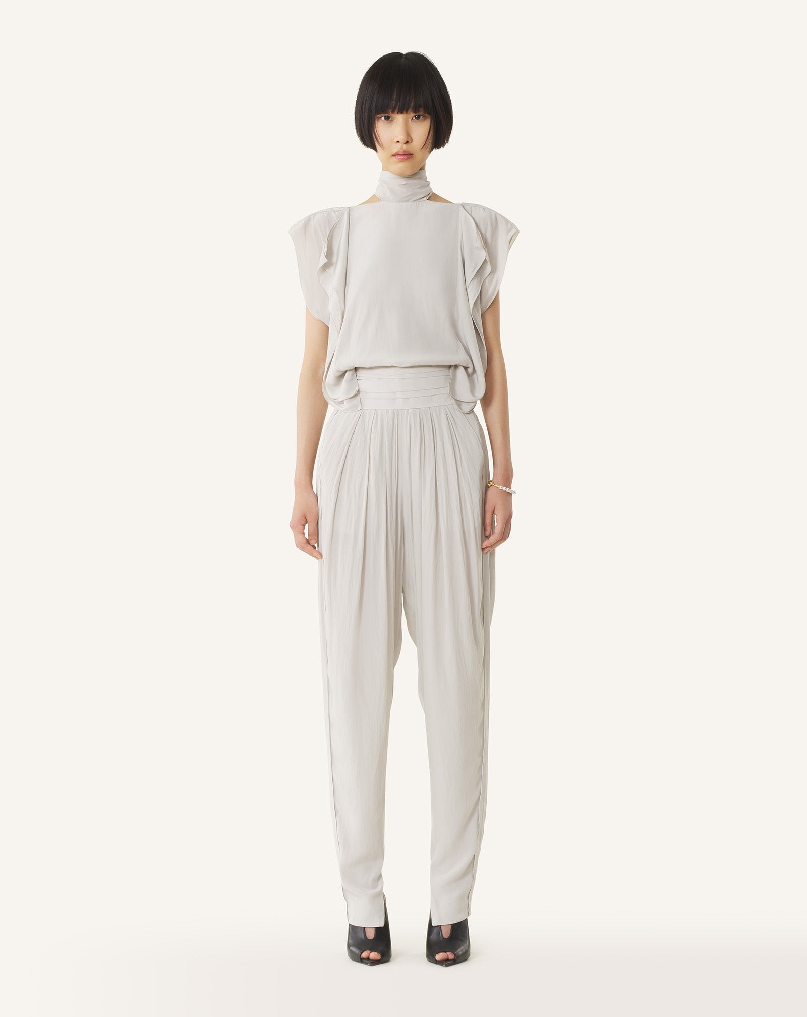 FRILLED TOP IN CHARMEUSE
