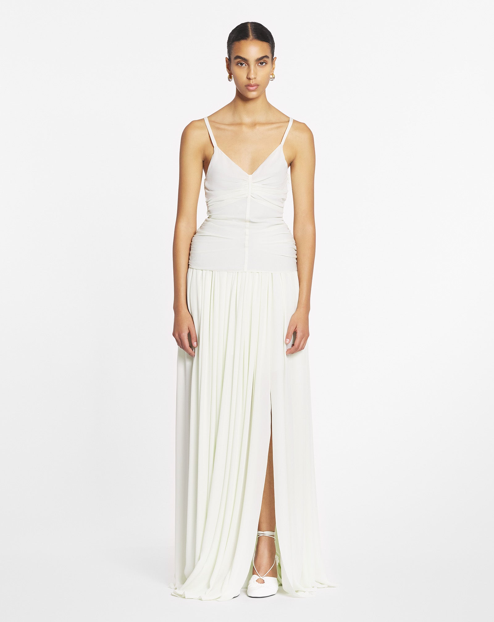 RUFFLED TANK TOP IN SILK GEORGETTE