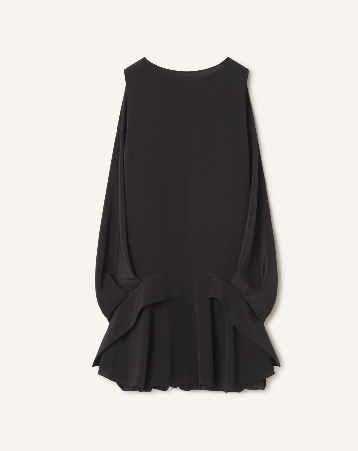 BLACK SLEEVELESS BALLOON TOP IN SILK CREPE