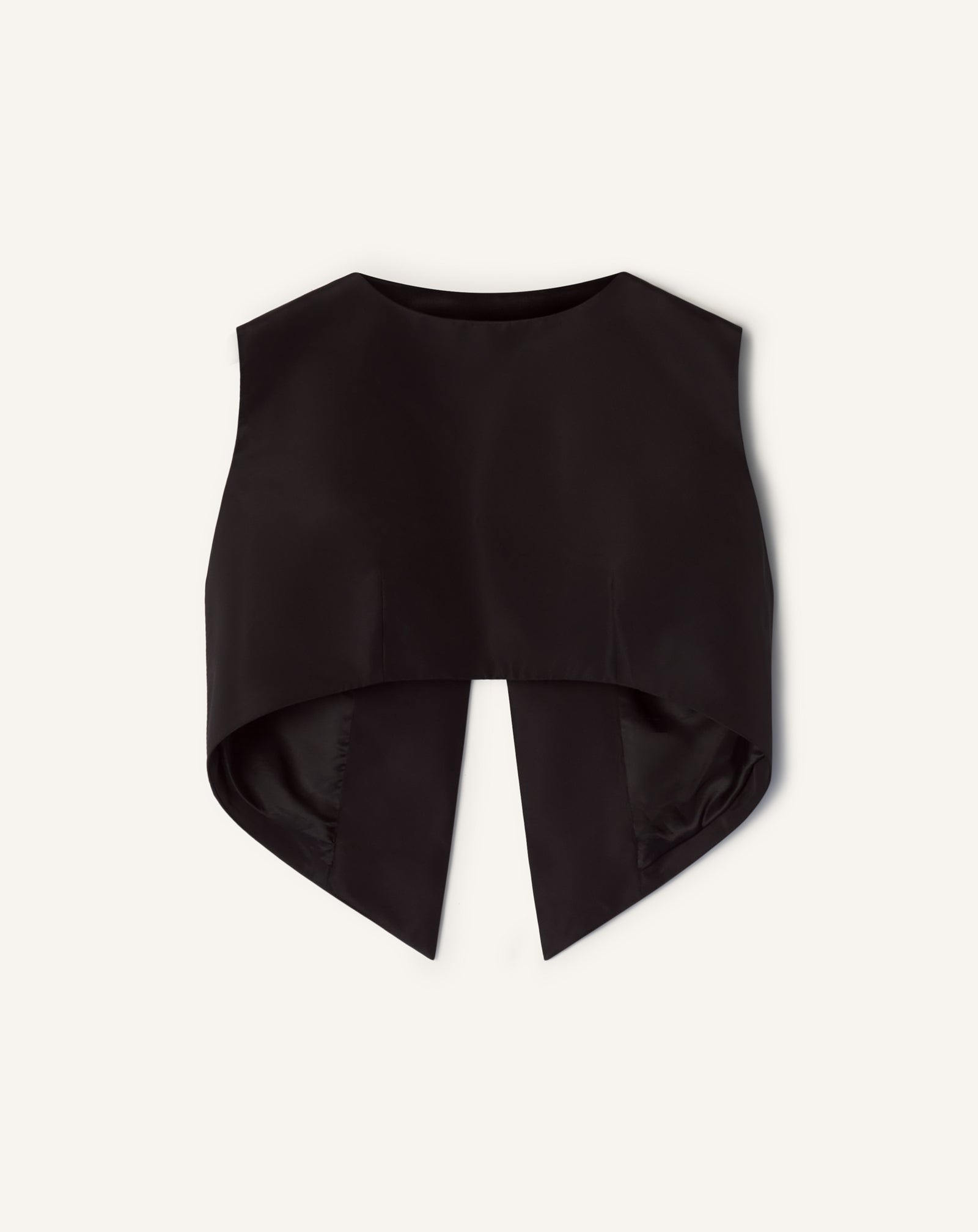 BLACK SILK FAILLE CROPPED TOP