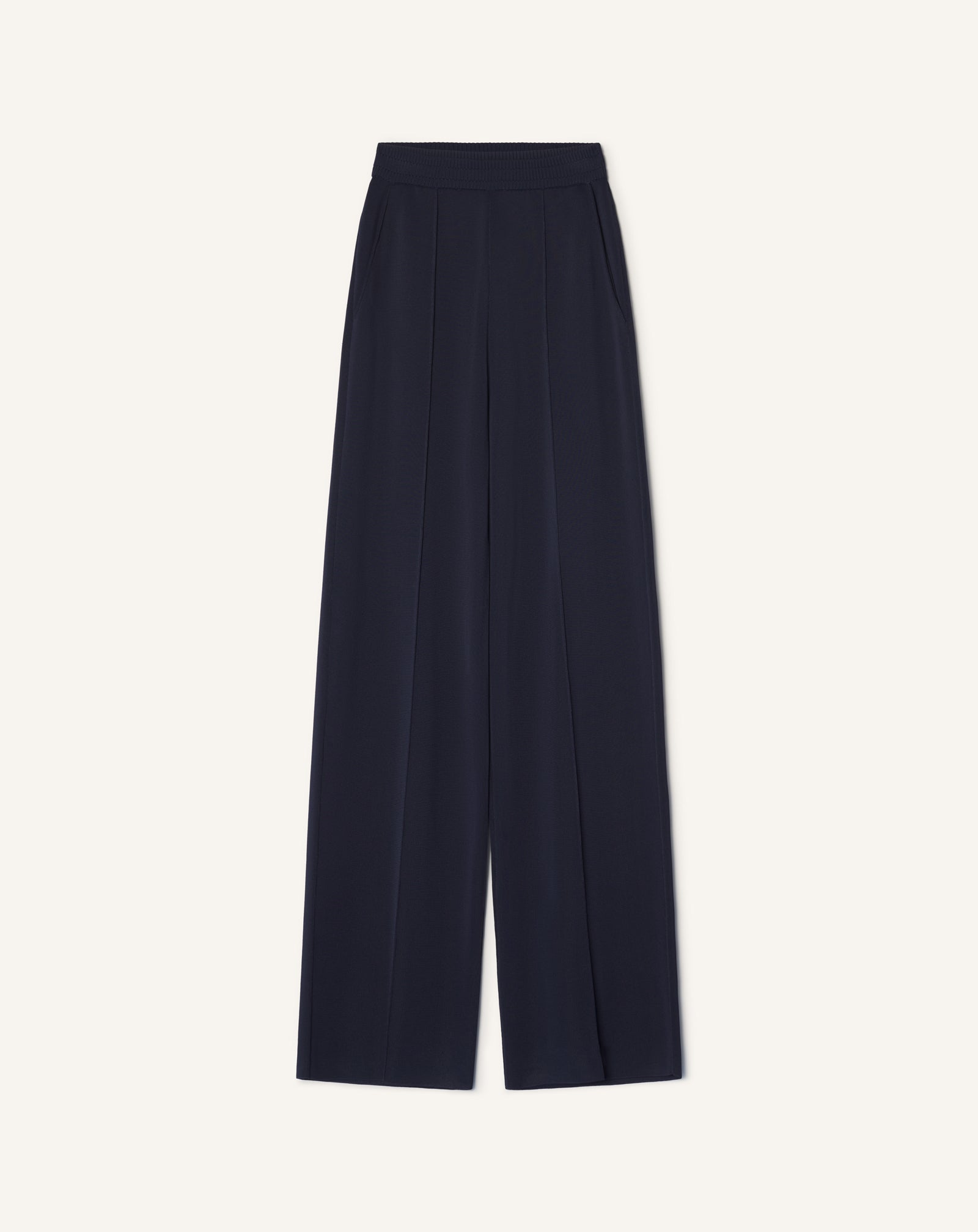BLUE VISCOSE WIDE-LEG PANTS