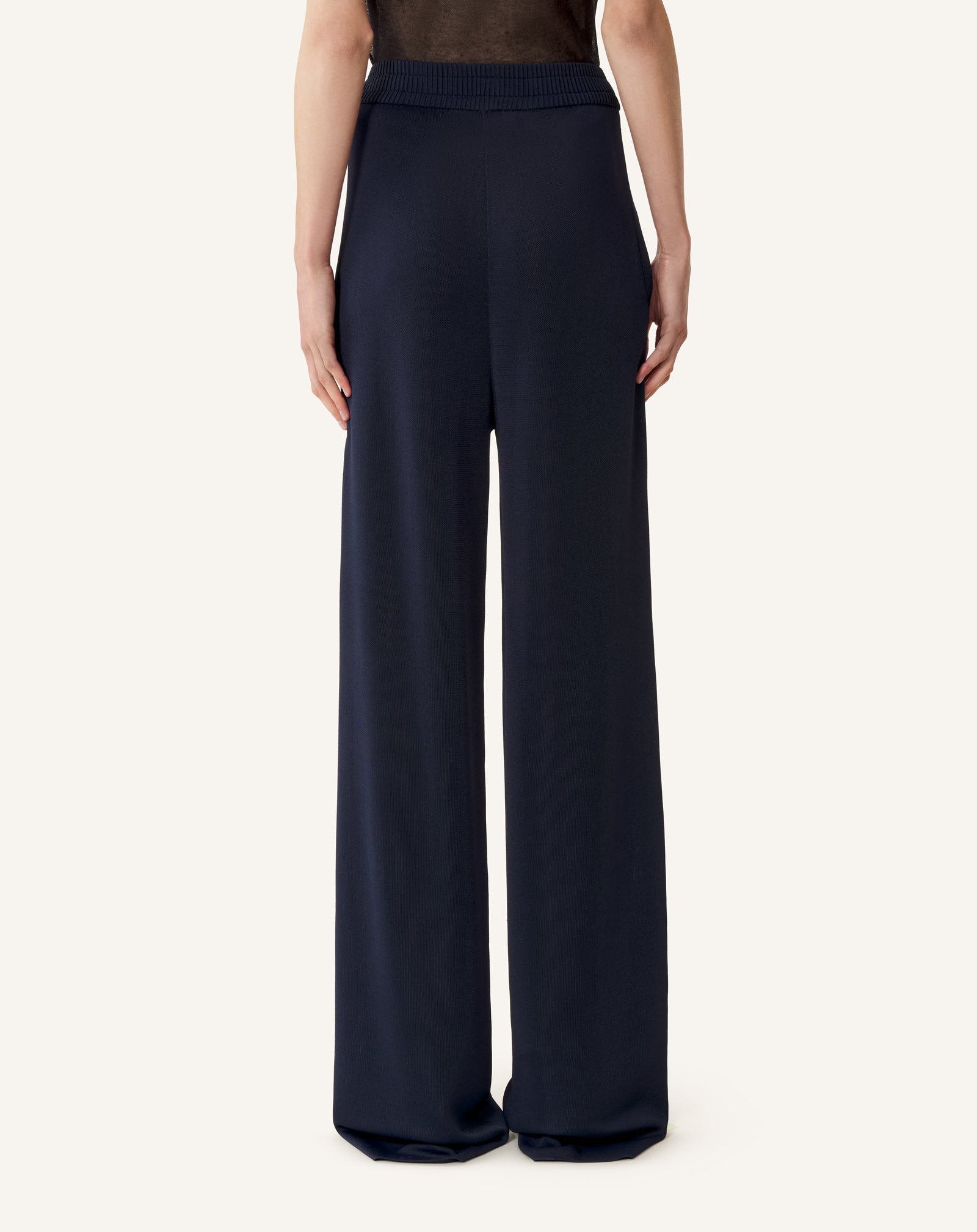 BLUE VISCOSE WIDE-LEG PANTS