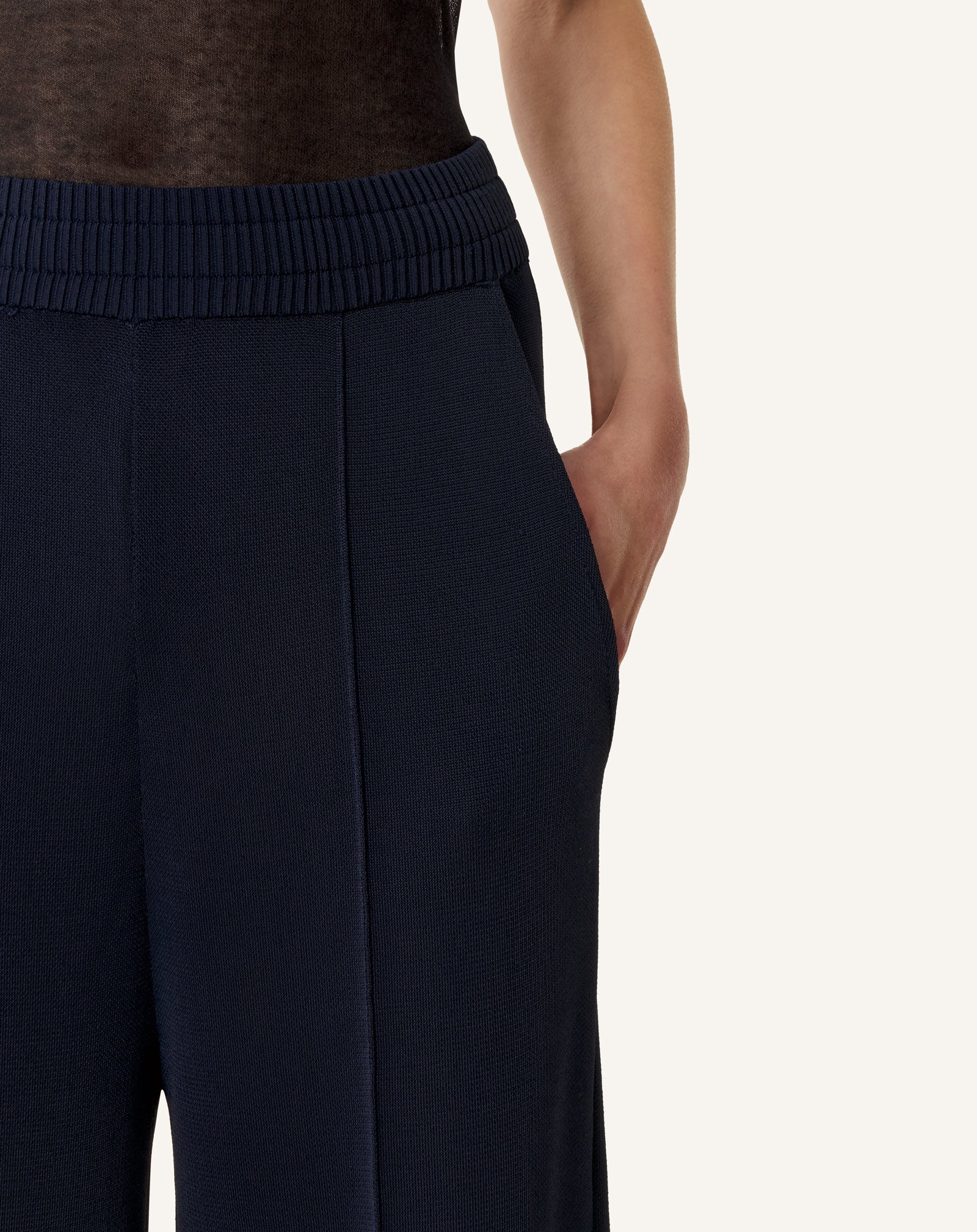 BLUE VISCOSE WIDE-LEG PANTS