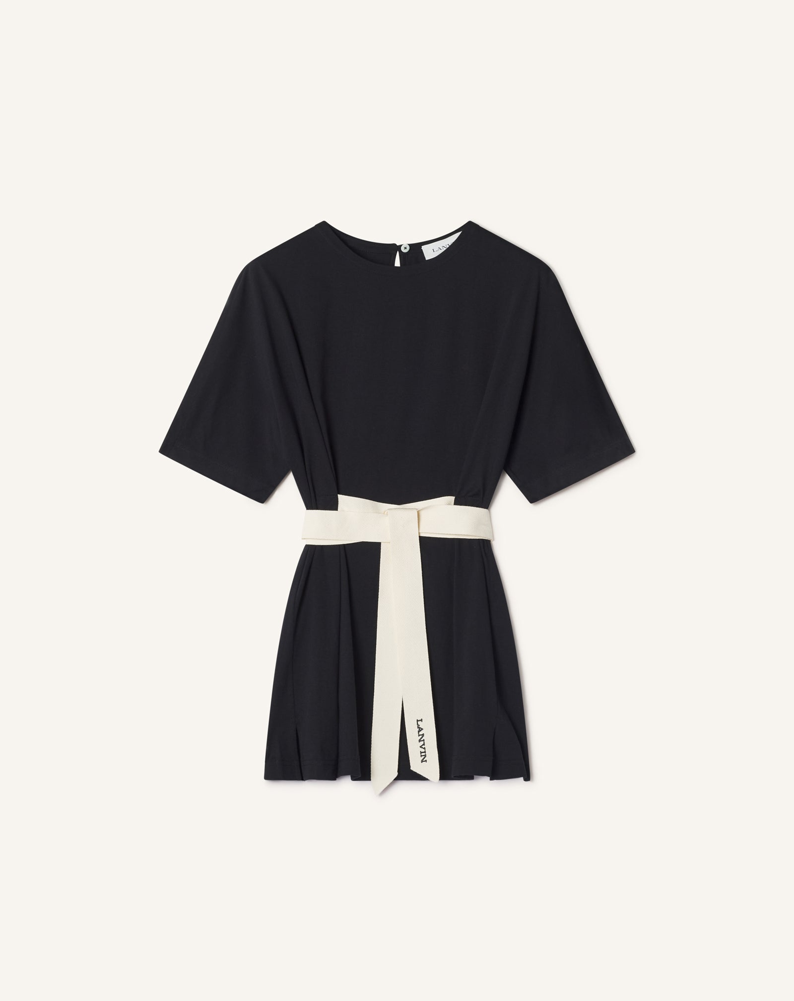 BELTED T-SHIRT IN COTTON AND SILK