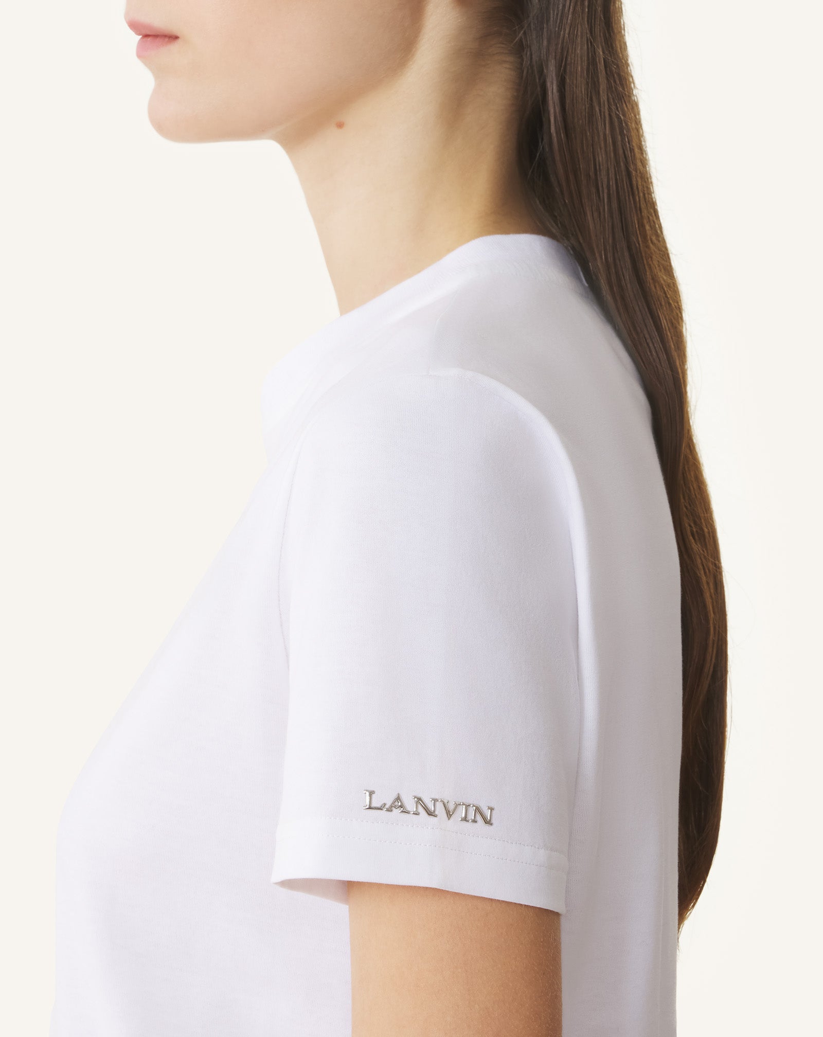 WHITE COTTON T-SHIRT WITH RIBBON DETAIL