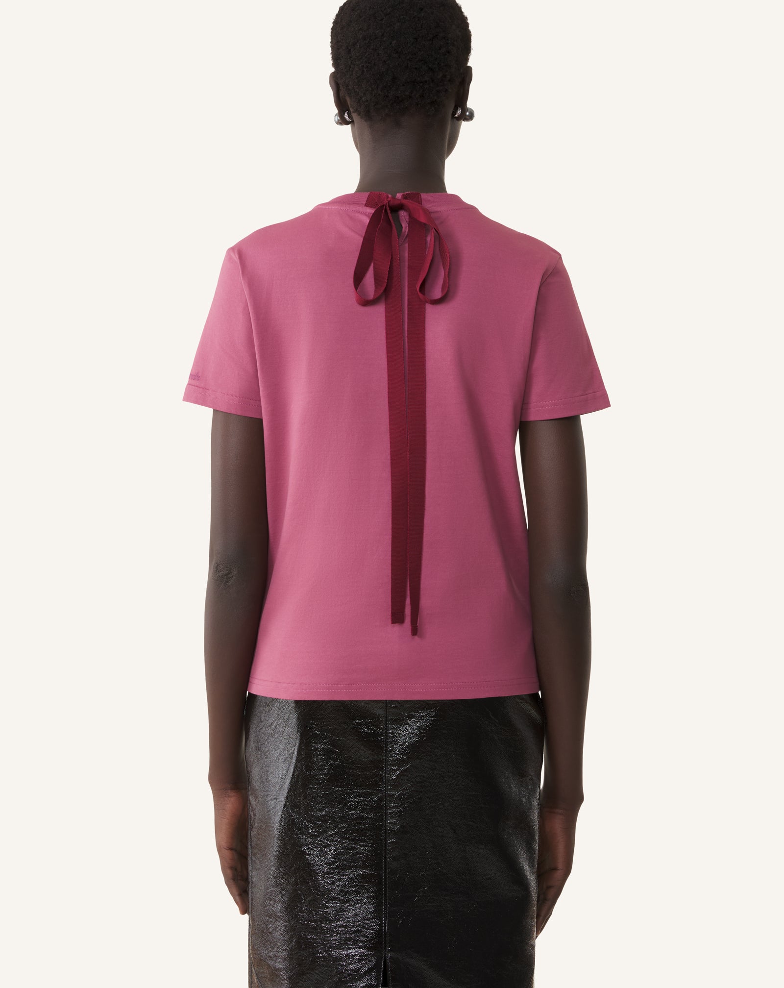 COTTON T-SHIRT WITH RIBBON DETAIL