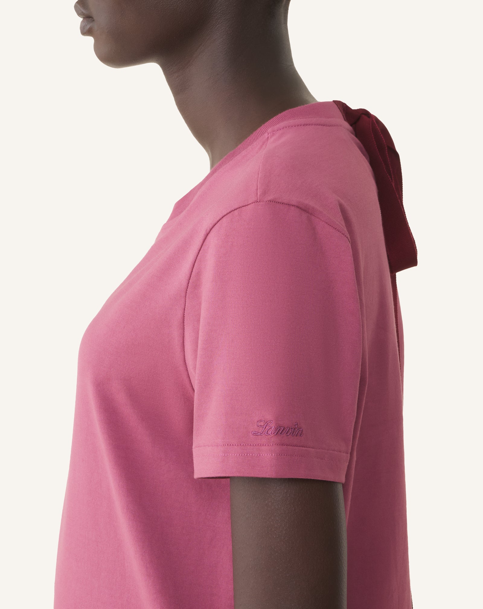 COTTON T-SHIRT WITH RIBBON DETAIL