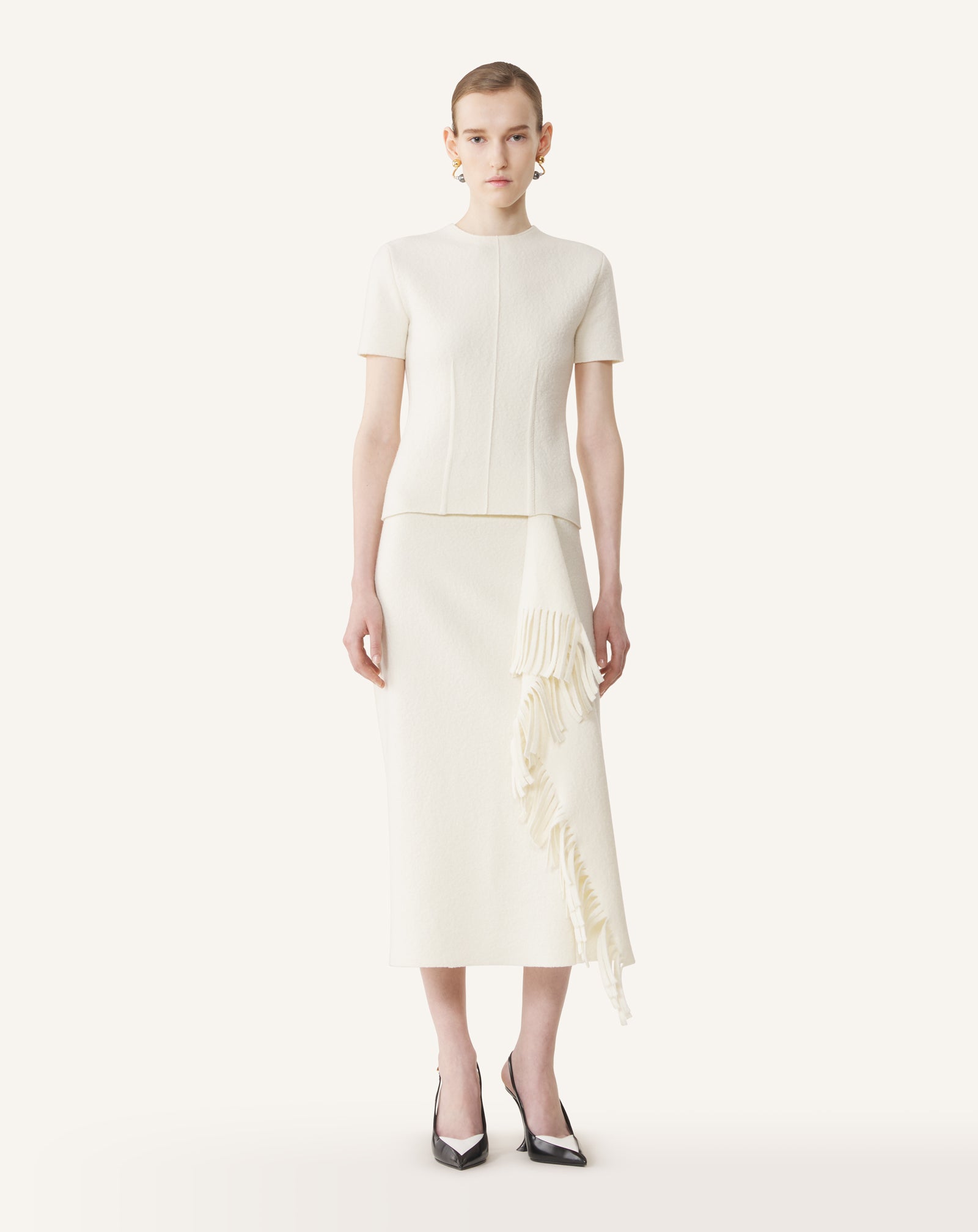 WHITE COTTON MESH T-SHIRT