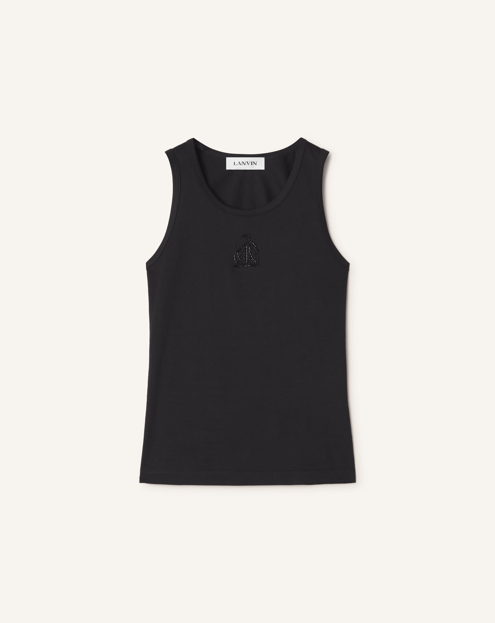 BLACK MOTHER AND DAUGHTER EMBROIDERED JERSEY TANK TOP