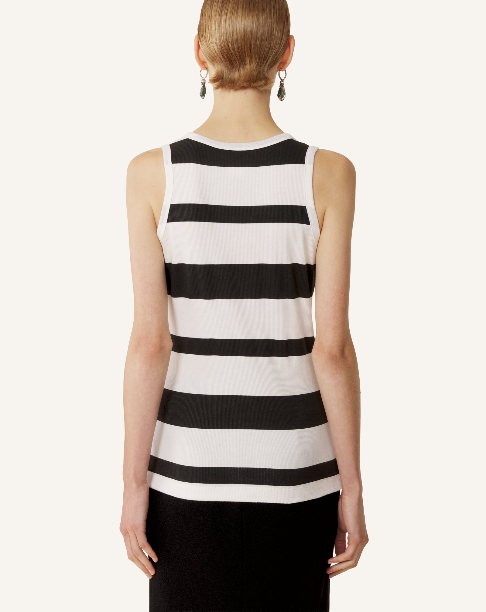 GREY COTTON JERSEY MOTHER AND DAUGHTER EMBROIDERED RIBBED TANK TOP