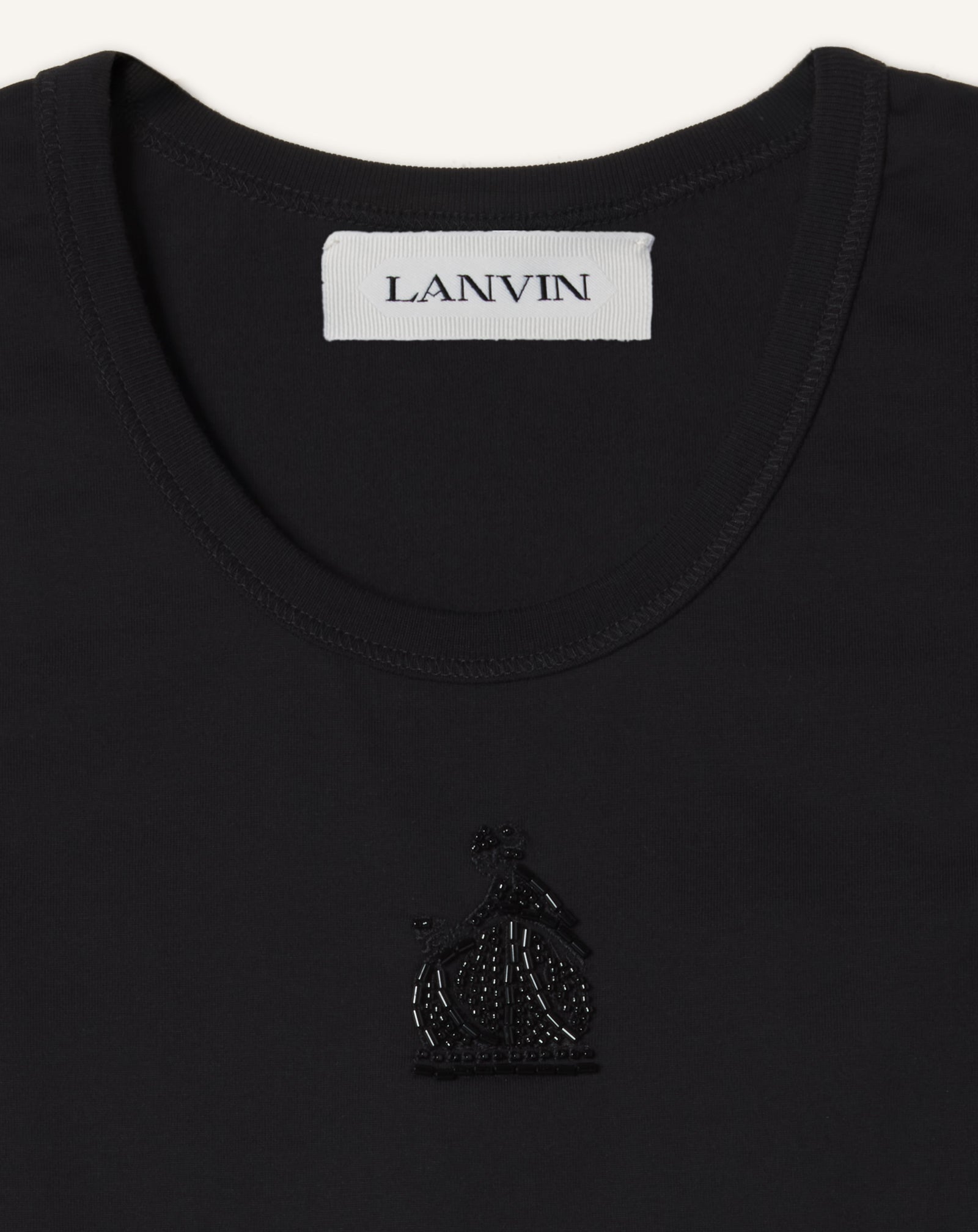 BLACK MOTHER AND DAUGHTER EMBROIDERED COTTON JERSEY TANK TOP