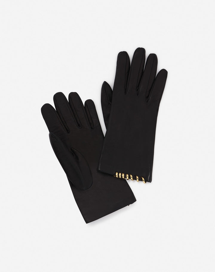 SEQUENCE BY LANVIN LEATHER GLOVES, BLACK