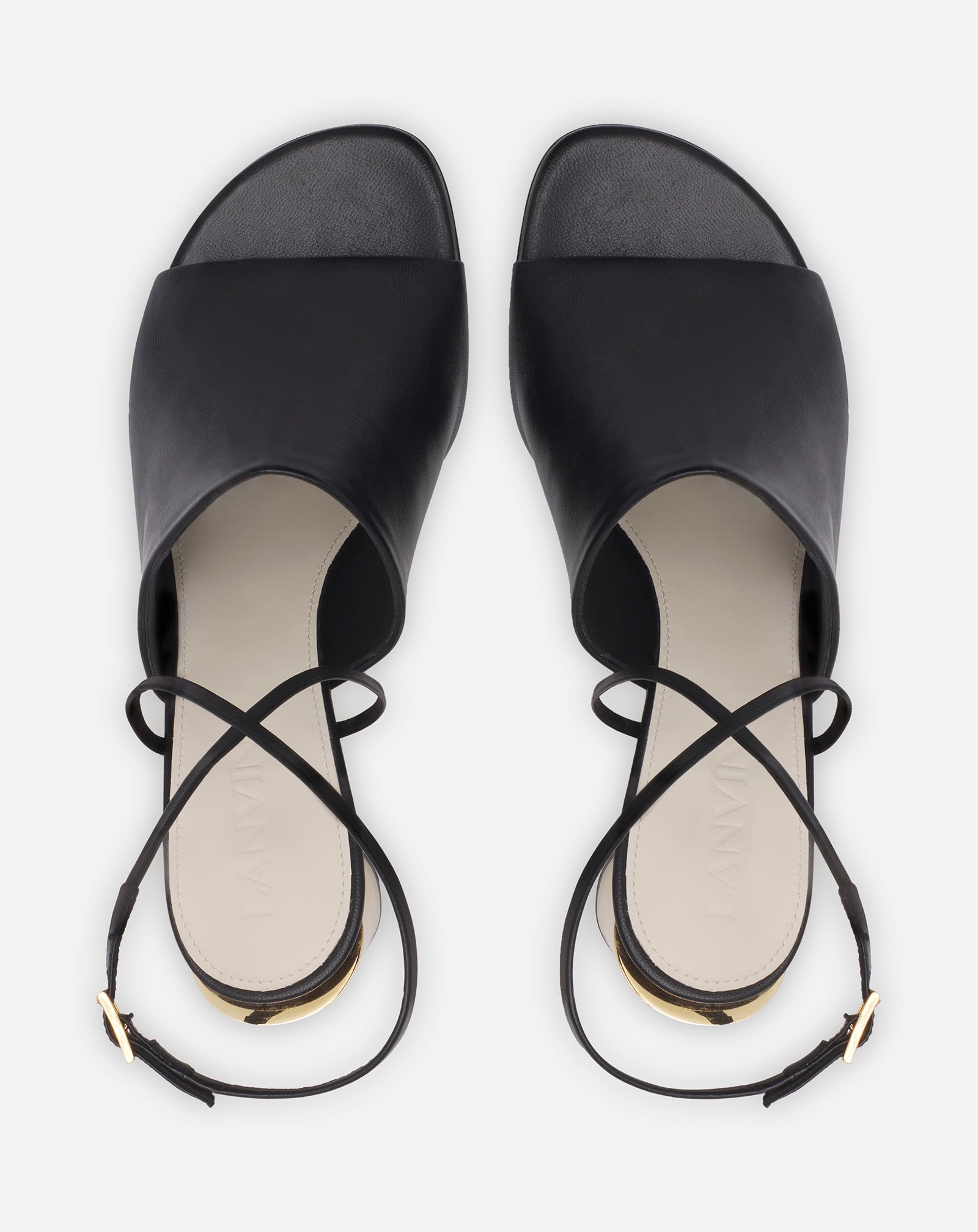 LEATHER SEQUENCE BY LANVIN CHUNKY HEELED SANDALS