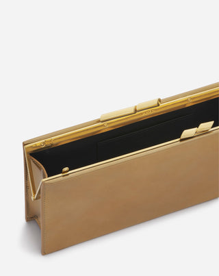 SEQUENCE BY LANVIN METALLIC LEATHER CLUTCH BAG, GOLD