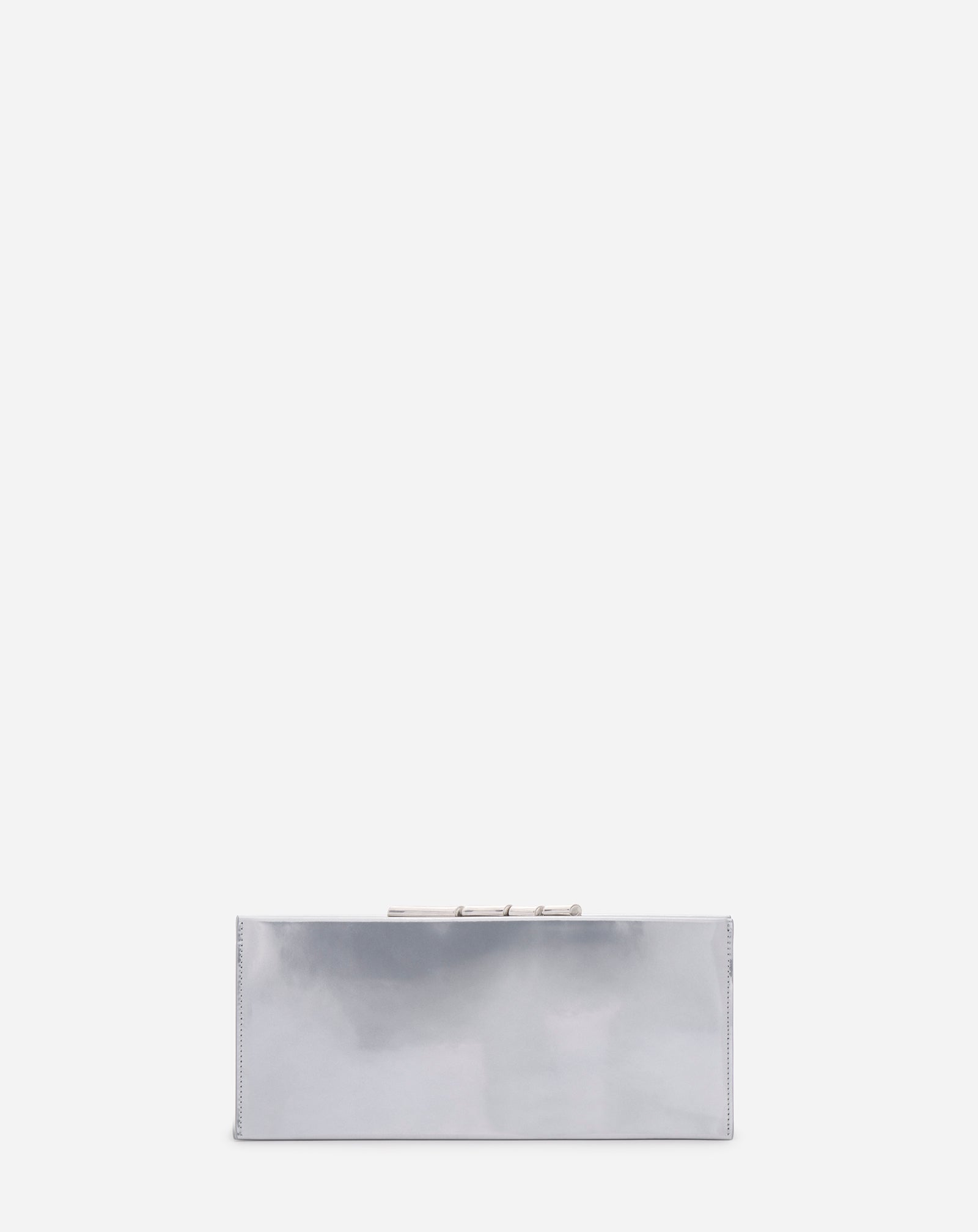 SEQUENCE BY LANVIN METALLIC LEATHER CLUTCH BAG, SILVER