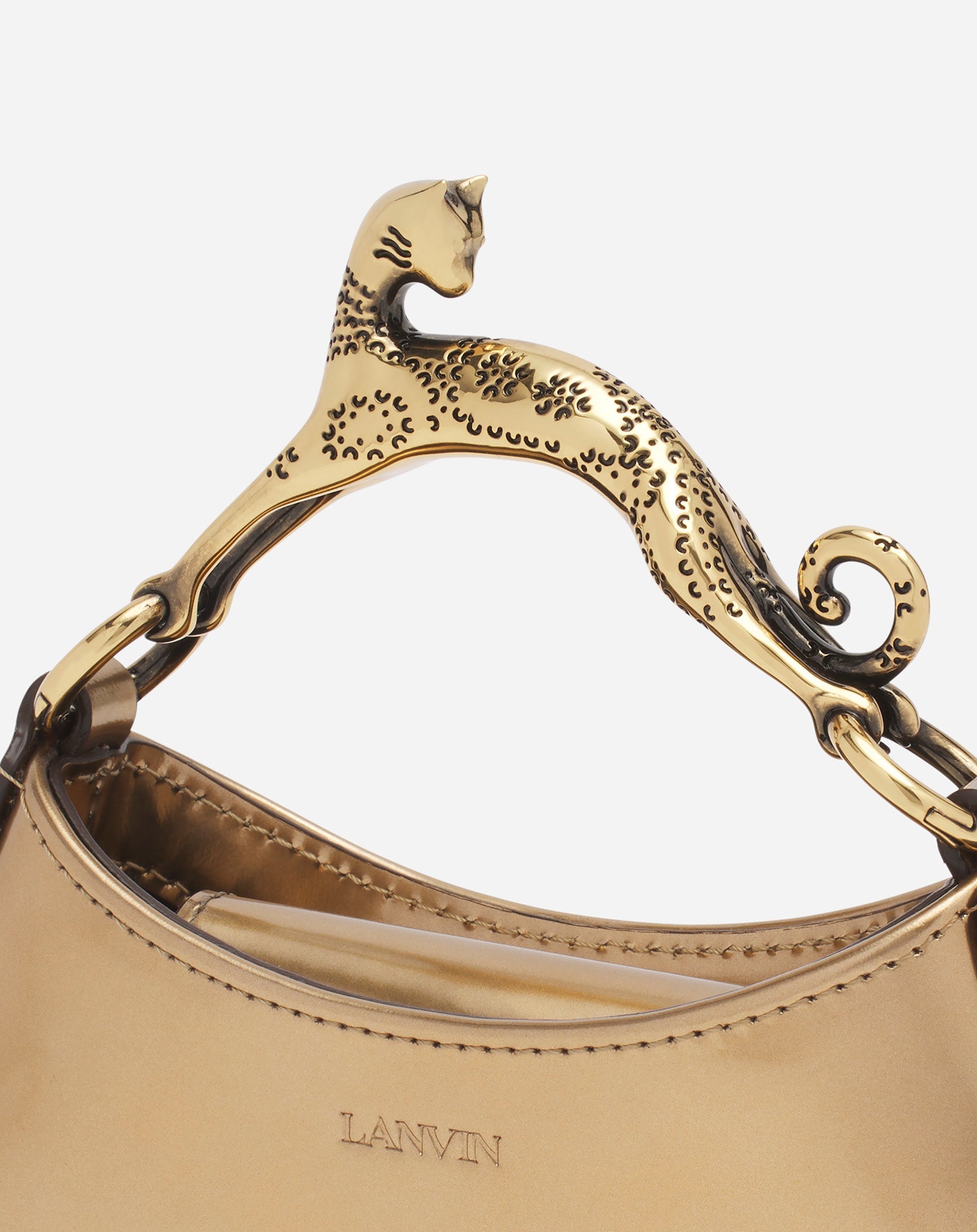 METALLIC LEATHER NANO HOBO CAT BAG