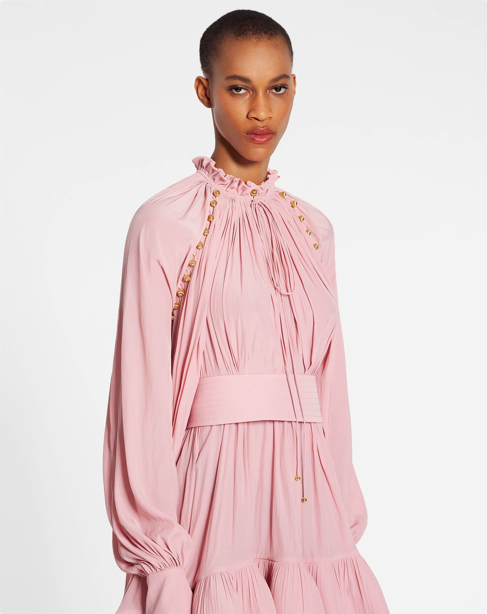 ASYMMETRICAL CHARMEUSE DRESS - Pink / 34 ASYMMETRICAL CHARMEUSE DRESS - Pink / 34