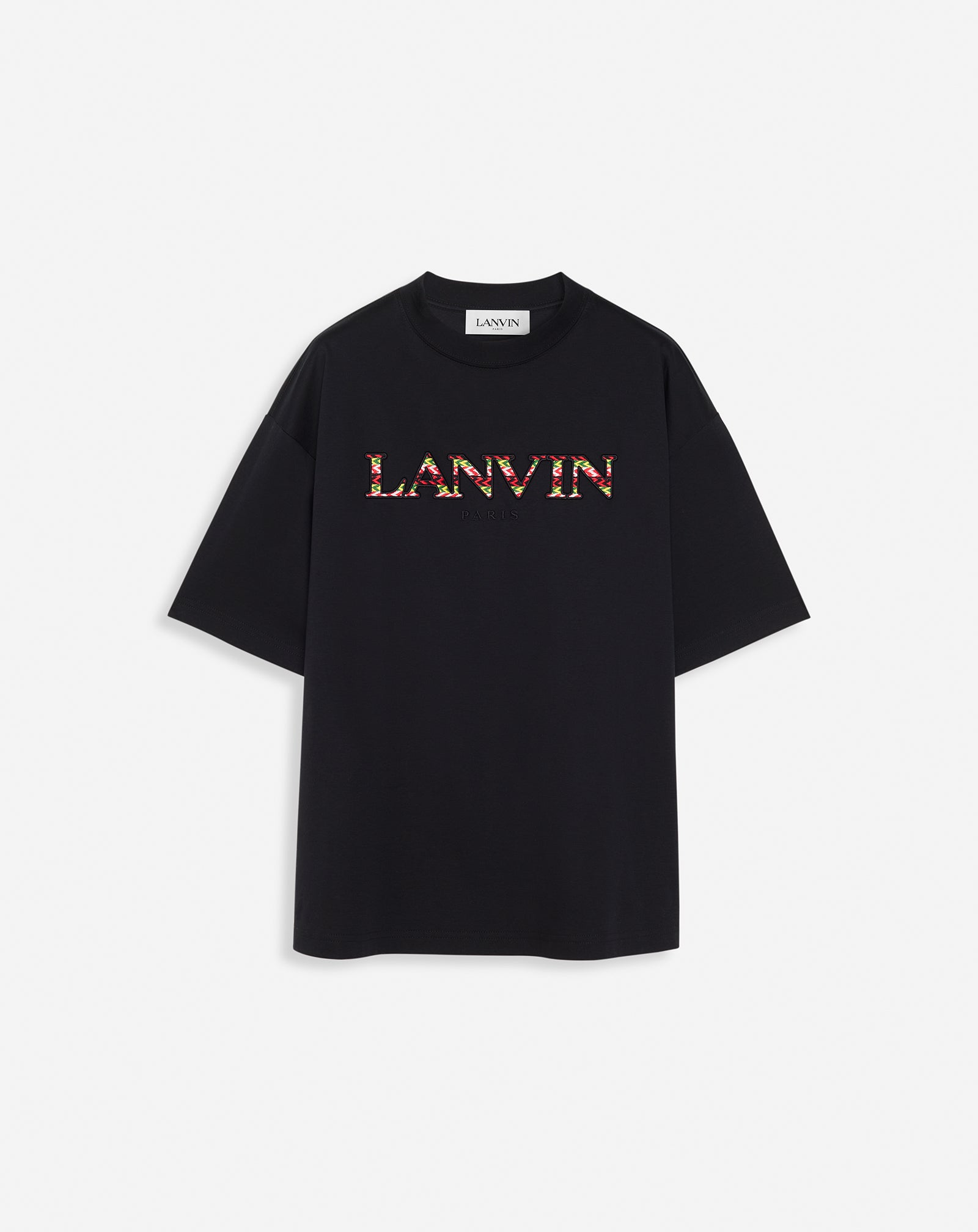 OVERSIZED EMBROIDERED CURB T-SHIRT, BLACK